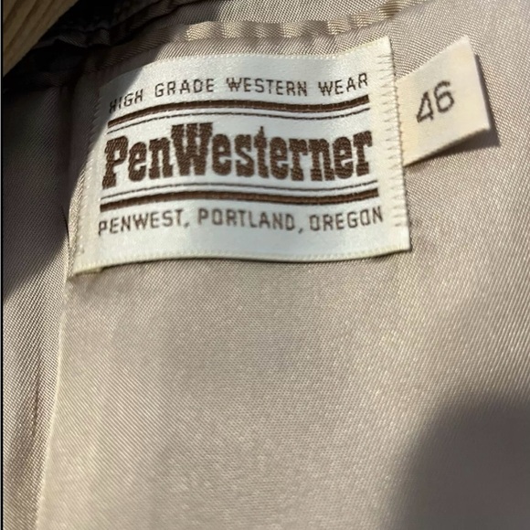 Vintage Pen West Pendleton 46 Tan Brown Corduroy Elbow Pads Blazer Suit Jacket - Picture 5 of 5